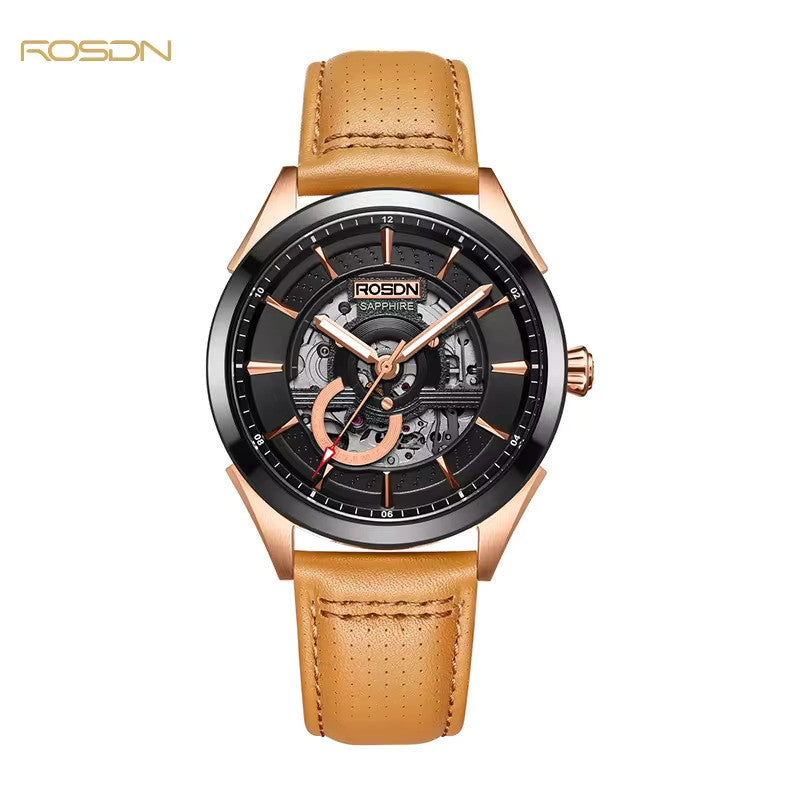 Future Wrist Men's Vintage Skeleton Watch with Luminous Hands and Hollow Out Design