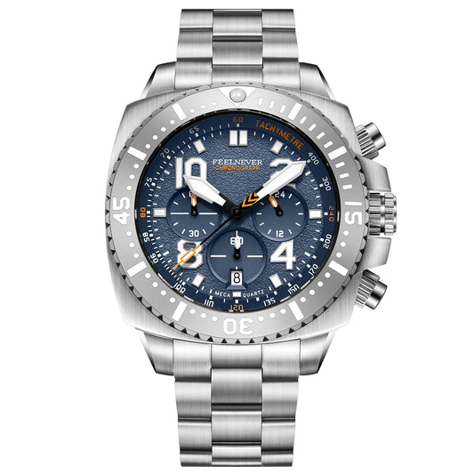 AbyssStorm 100M Chronograph 46mm Japanese Quartz Watch with Sapphire Crystal & 316L Steel