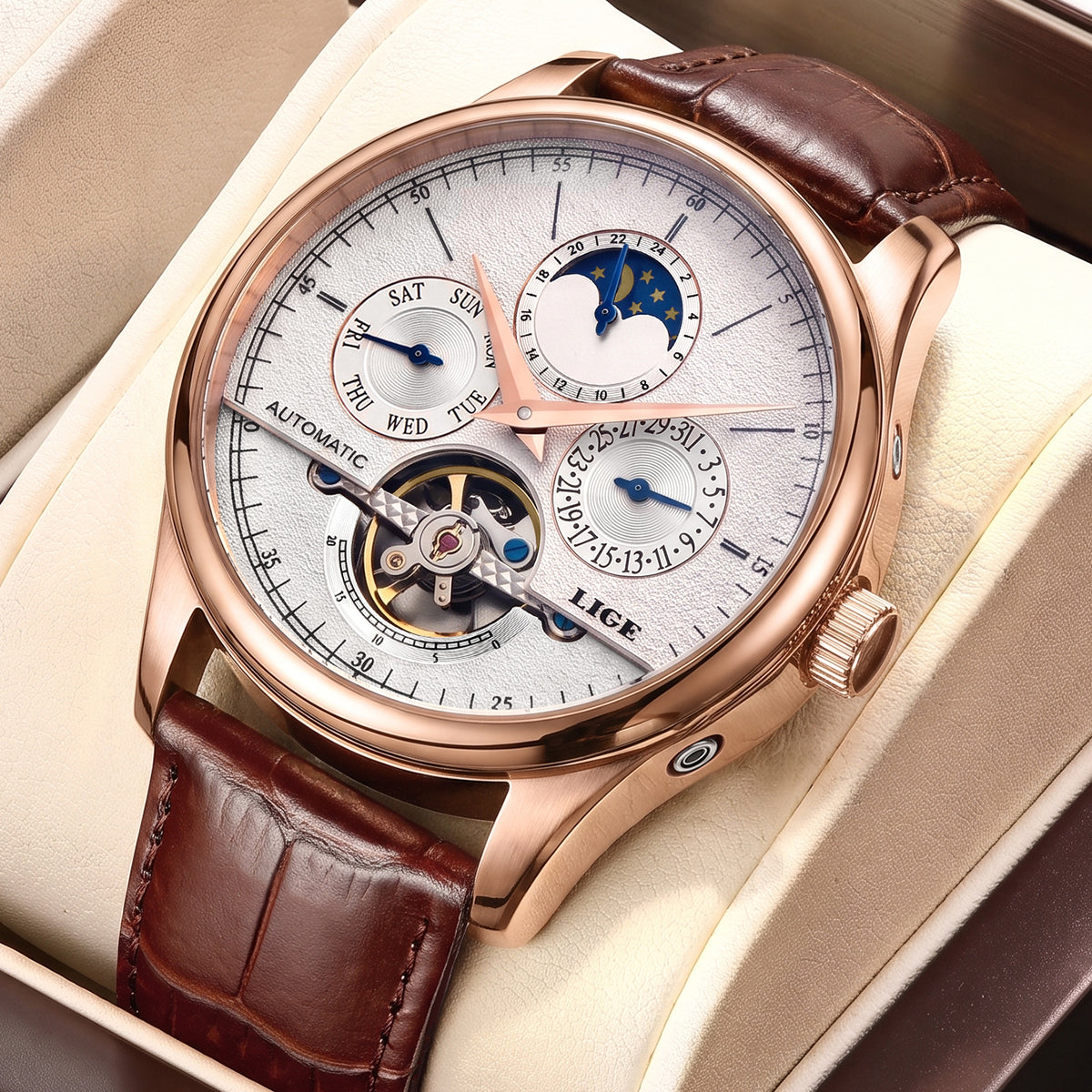 Skeleton Moon Phase Automatic Watch