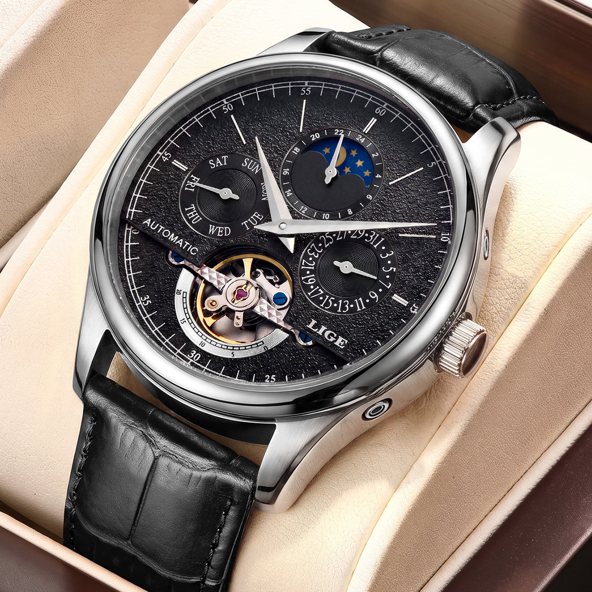 Skeleton Moon Phase Automatic Watch