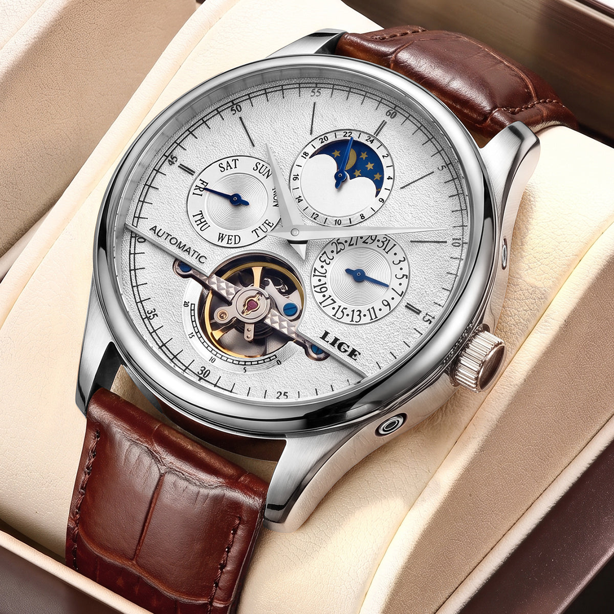 Skeleton Moon Phase Automatic Watch