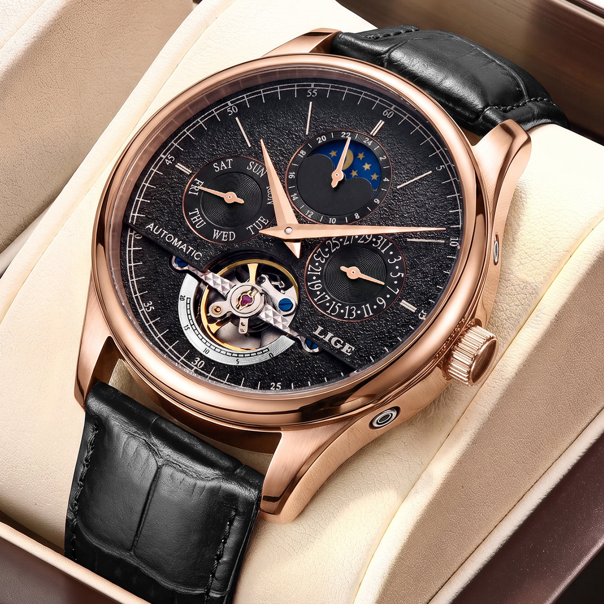 Skeleton Moon Phase Automatic Watch