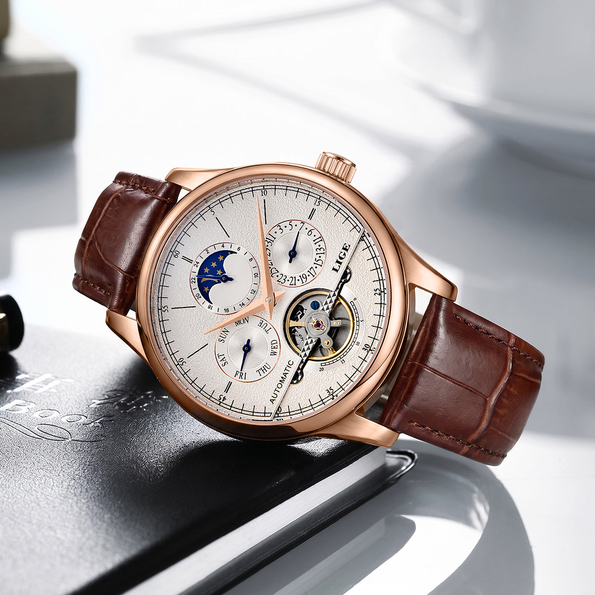 Skeleton Moon Phase Automatic Watch