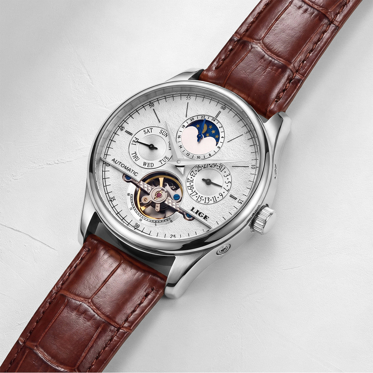 Skeleton Moon Phase Automatic Watch