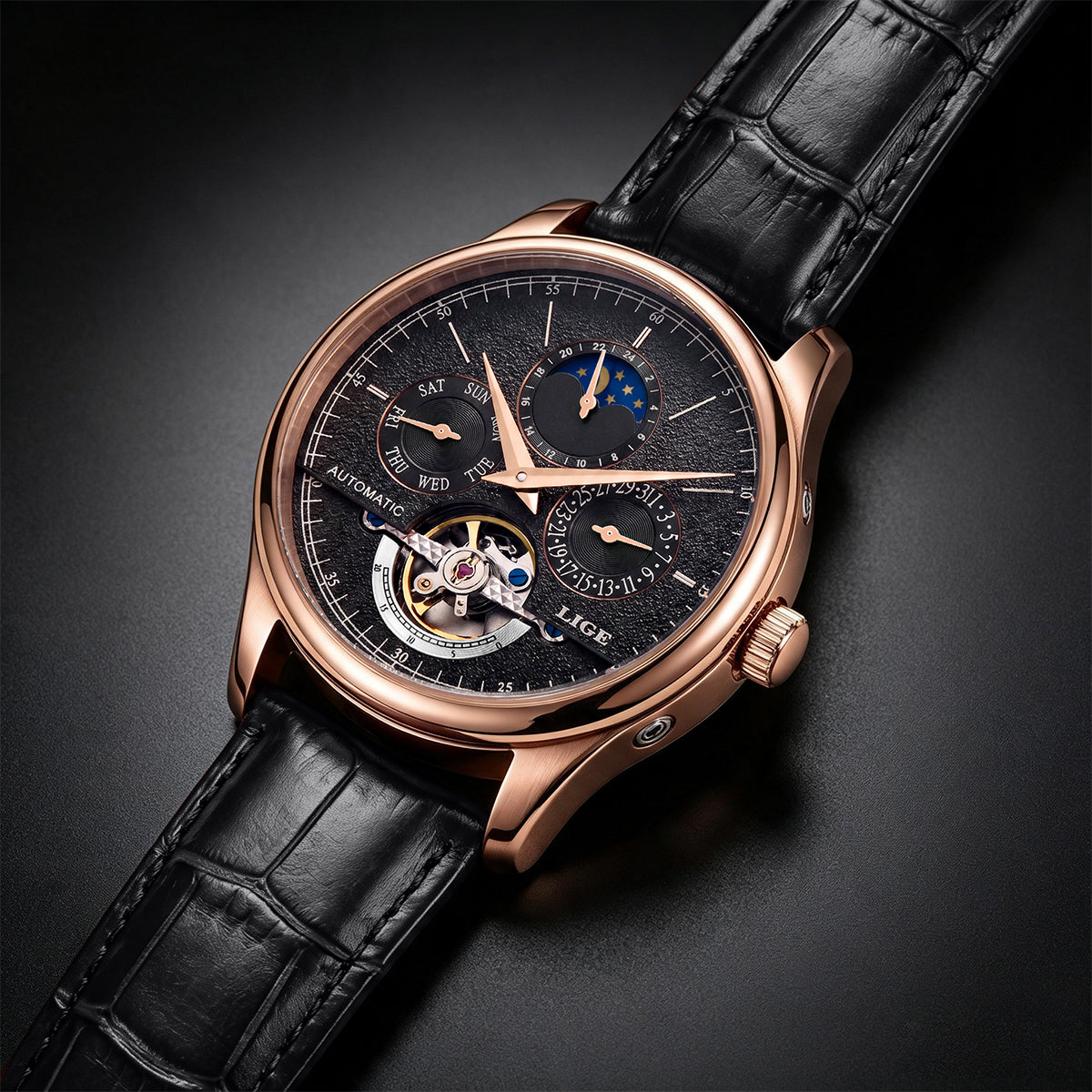 Skeleton Moon Phase Automatic Watch
