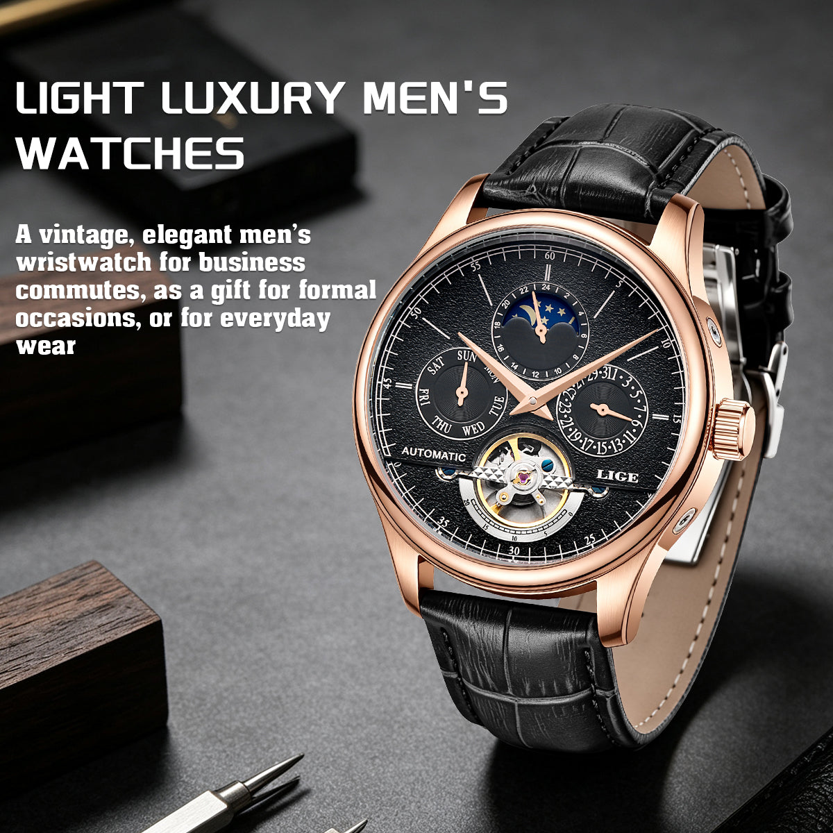 Skeleton Moon Phase Automatic Watch
