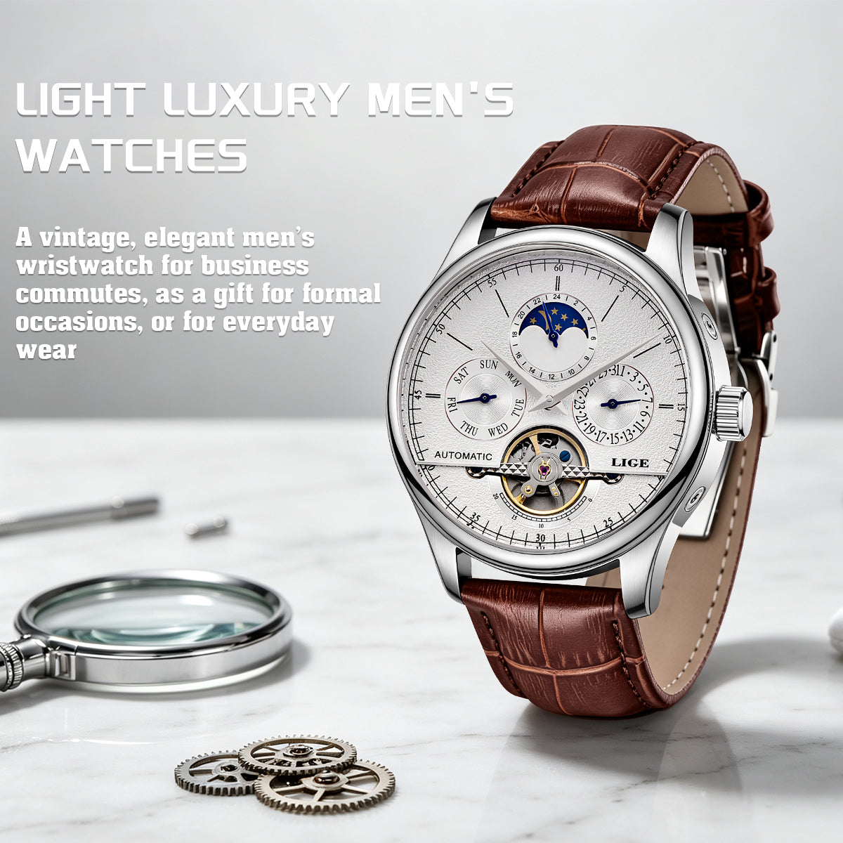 Skeleton Moon Phase Automatic Watch
