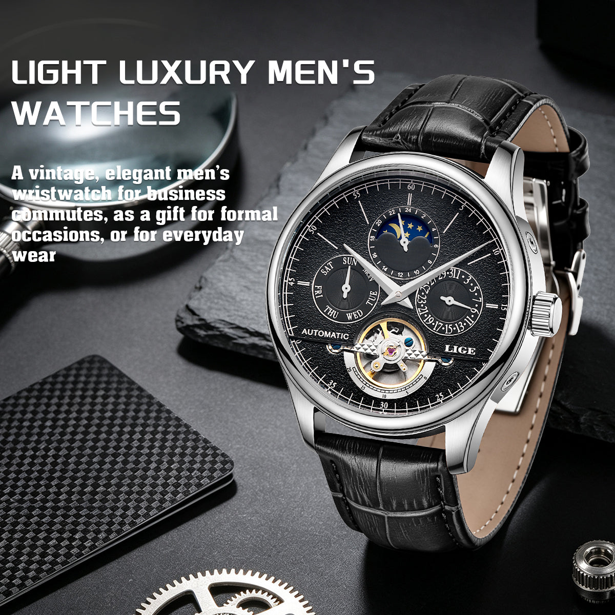 Skeleton Moon Phase Automatic Watch