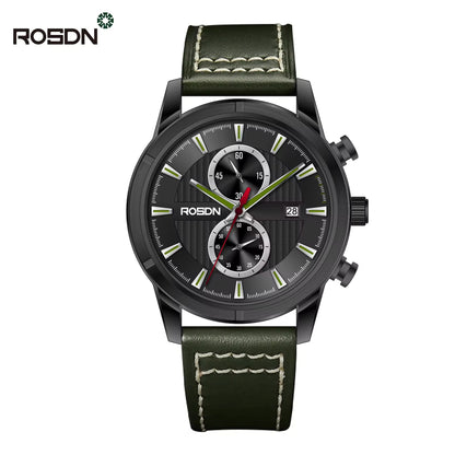 Future Wrist Men's Classic Quartz Watch with Chronograph, Gold, and Luminous Hands