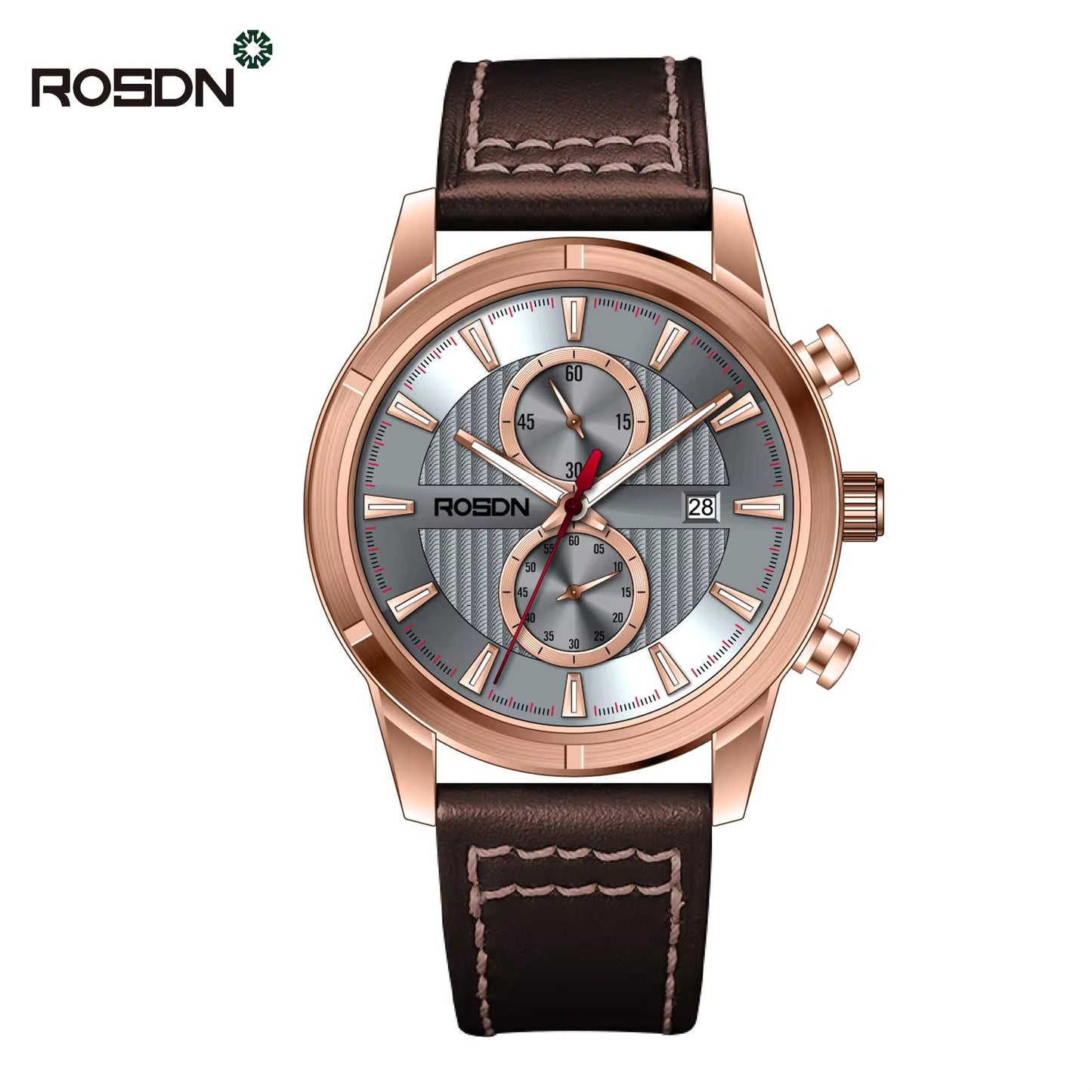 Future Wrist Men's Classic Quartz Watch with Chronograph, Gold, and Luminous Hands
