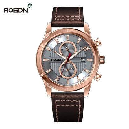 Future Wrist Men's Classic Quartz Watch with Chronograph, Gold, and Luminous Hands