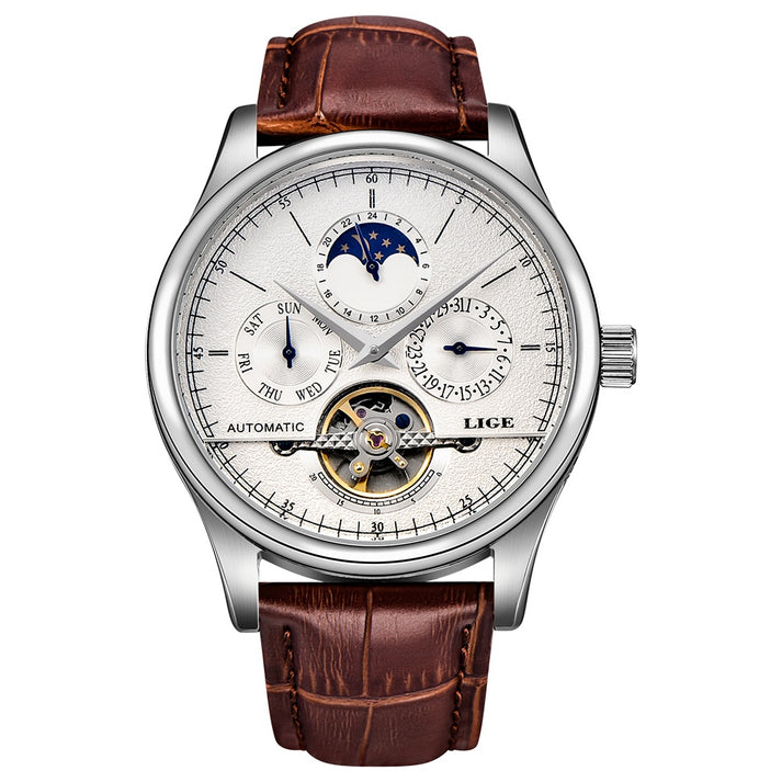 LG6826 skeleton moon phase automatic watch