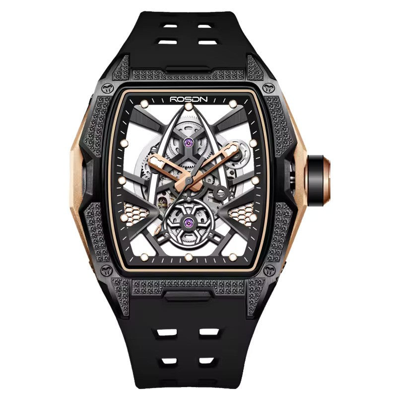 Future Wrist Men's Vintage Diamond Watch with Glass Dial and Luminous Hands