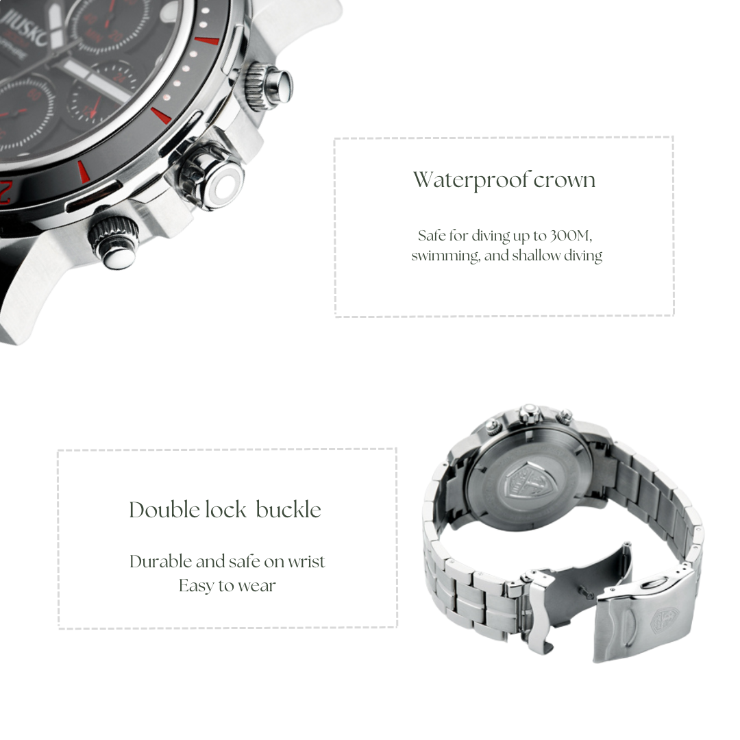 AbyssChrono 300M Titanium Meca-Quartz Dive Chronograph 43mm Sapphire Crystal