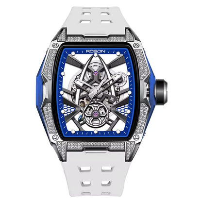 Future Wrist Men's Vintage Diamond Watch with Glass Dial and Luminous Hands