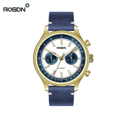 Future Wrist Men's Modern Quartz Watch with Chronograph and Genuine Leather Strap