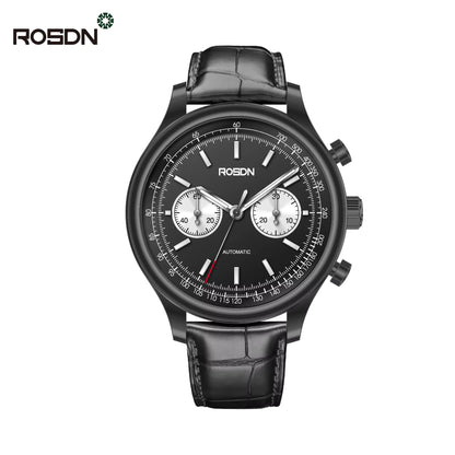 Future Wrist Men's Modern Quartz Watch with Chronograph and Genuine Leather Strap