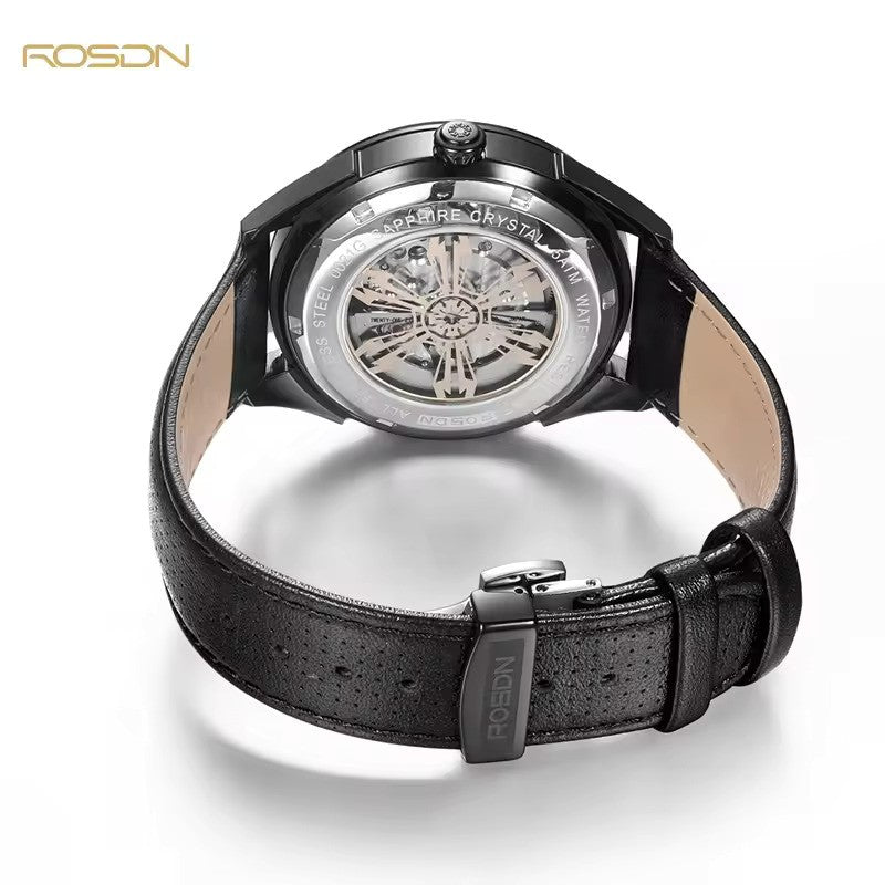 Future Wrist Men's Vintage Skeleton Watch with Luminous Hands and Hollow Out Design