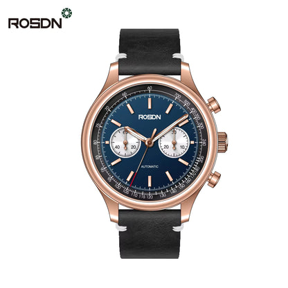 Future Wrist Men's Modern Quartz Watch with Chronograph and Genuine Leather Strap