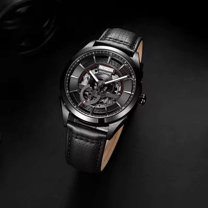 Future Wrist Men's Vintage Skeleton Watch with Luminous Hands and Hollow Out Design