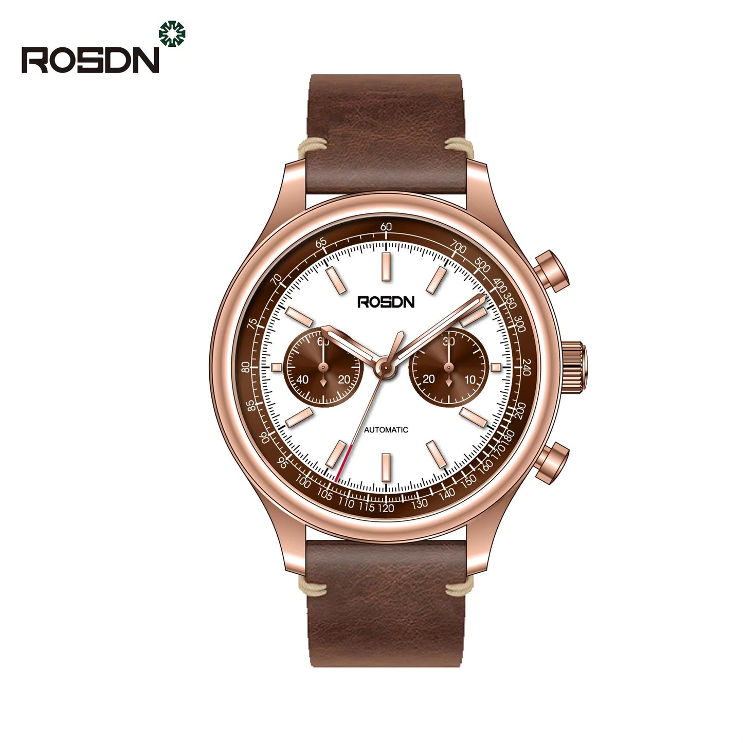 Future Wrist Men's Modern Quartz Watch with Chronograph and Genuine Leather Strap
