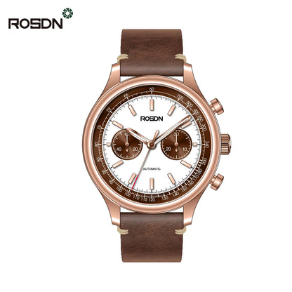 Future Wrist Men's Modern Quartz Watch with Chronograph and Genuine Leather Strap