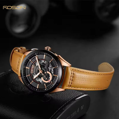 Future Wrist Men's Vintage Skeleton Watch with Luminous Hands and Hollow Out Design