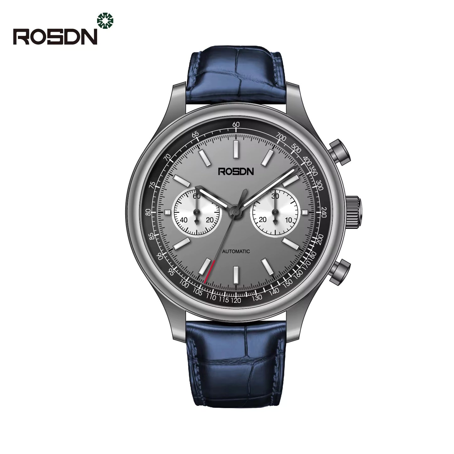 Future Wrist Men's Modern Quartz Watch with Chronograph and Genuine Leather Strap