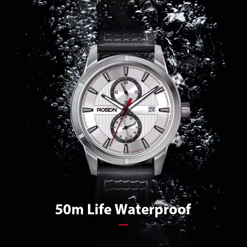 Future Wrist Men's Classic Quartz Watch with Chronograph, Gold, and Luminous Hands