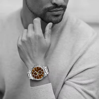 Future Wrist Men's Classic Quartz Watch with Chronograph, Gold, and Luminous Hands