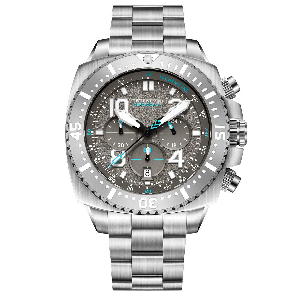AbyssStorm 100M Chronograph 46mm Japanese Quartz Watch with Sapphire Crystal & 316L Steel