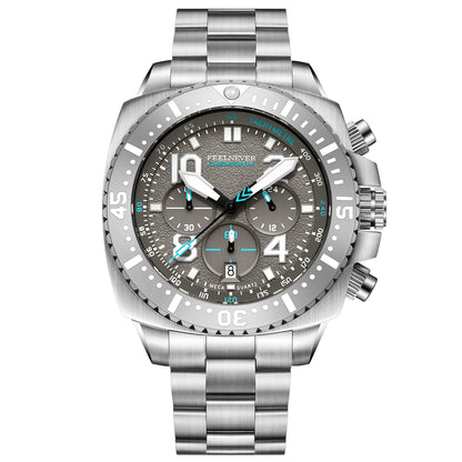 AbyssStorm 100M Chronograph 46mm Japanese Quartz Watch with Sapphire Crystal & 316L Steel