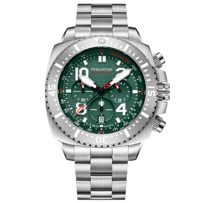 AbyssStorm 100M Chronograph 46mm Japanese Quartz Watch with Sapphire Crystal & 316L Steel