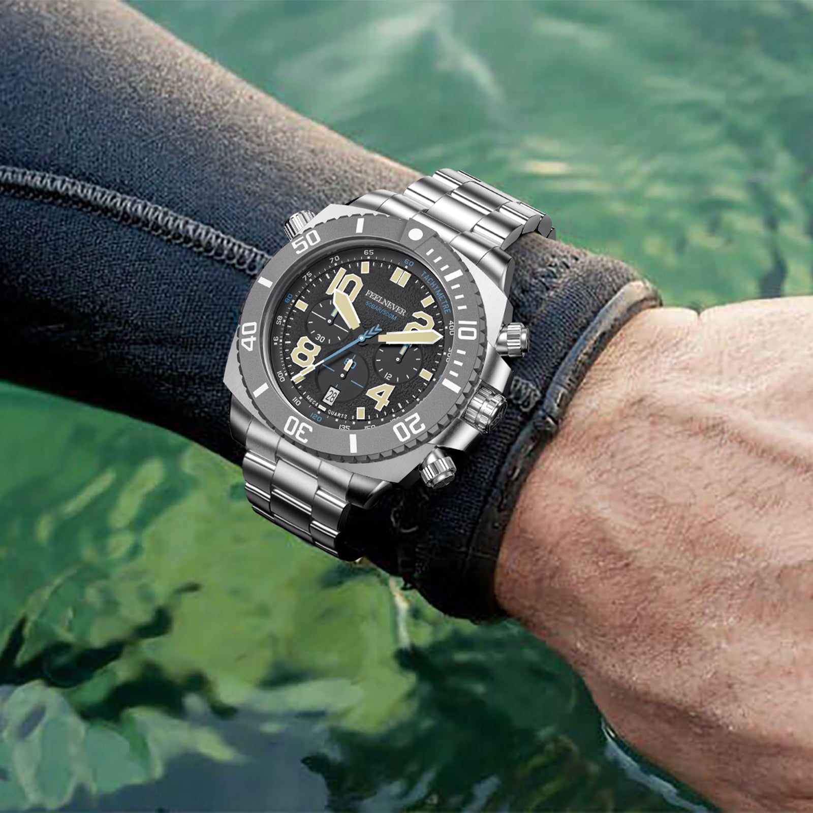 Meca-Quartz Dive Chronograph 500M — Seiko VK63, Sapphire Crystal