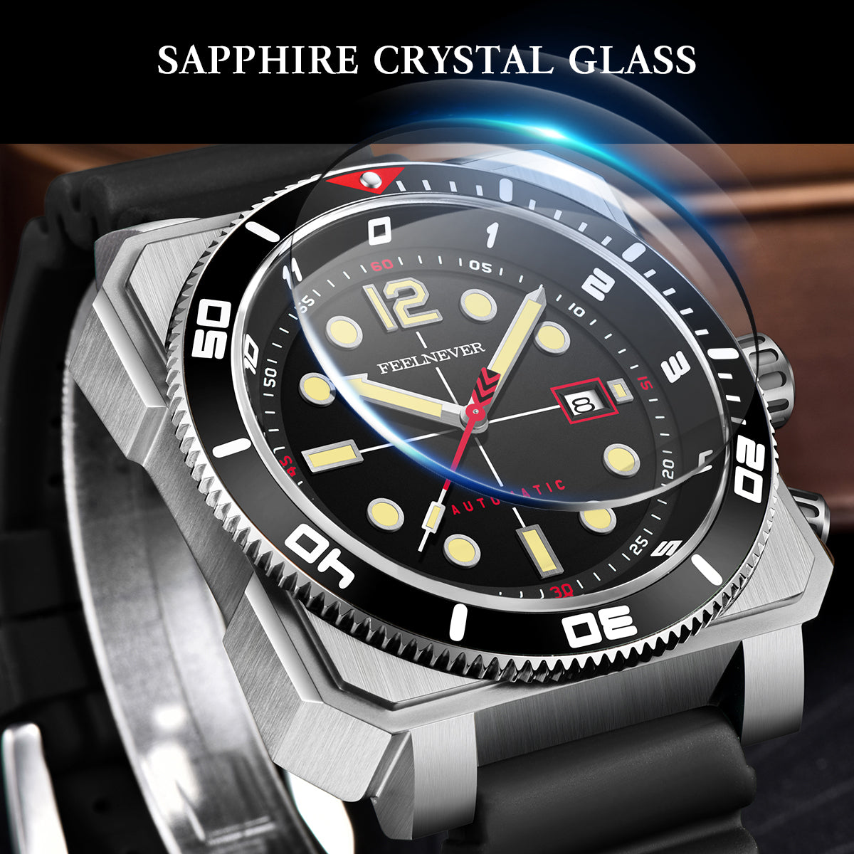 AbyssRift 100M Automatic 49mm Miyota 8215 Men’s Dive-Style Watch with Sapphire Crystal