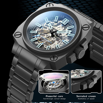 AbyssMech Skeleton Automatic — Sapphire Crystal, 46mm Steel
