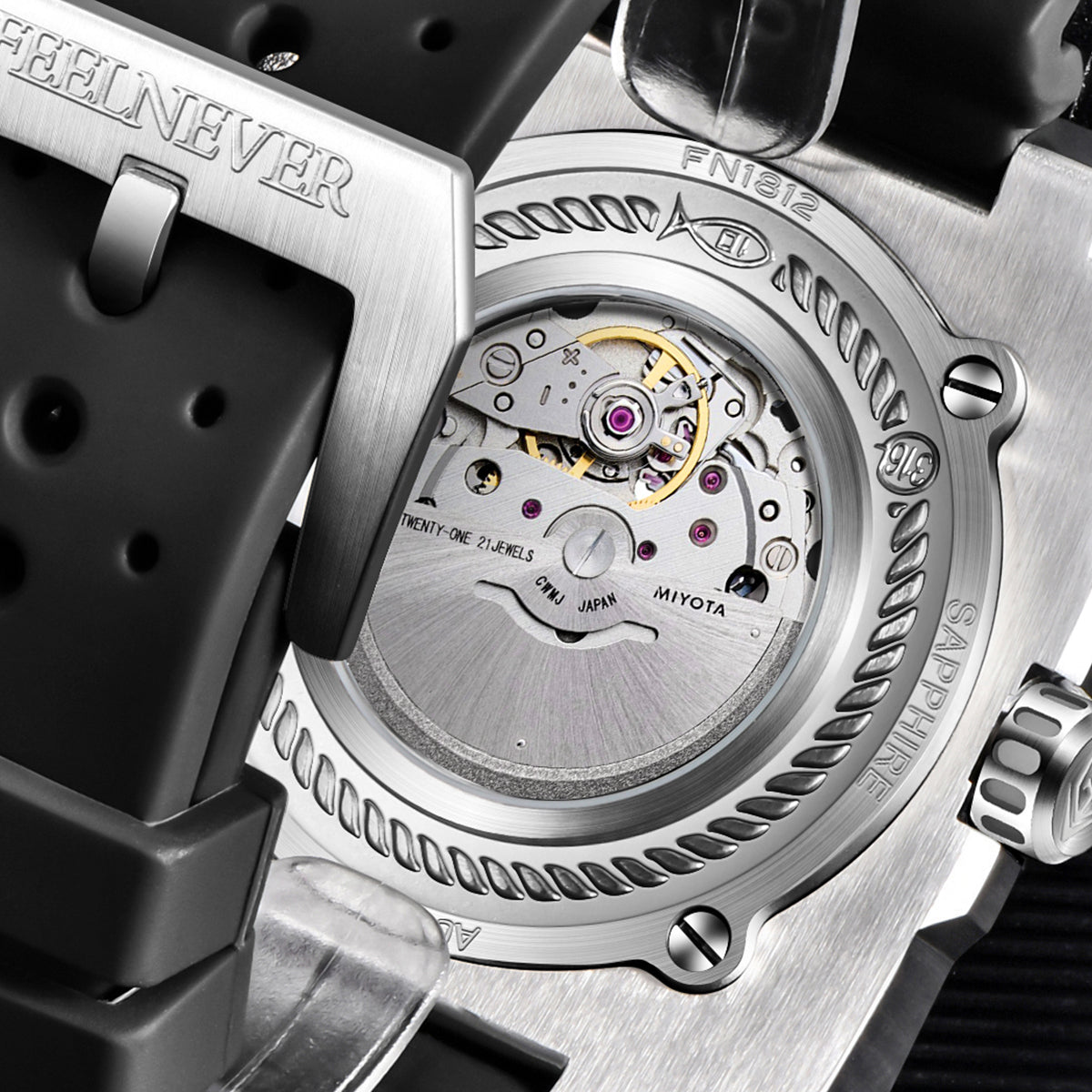 AbyssRift 100M Automatic 49mm Miyota 8215 Men’s Dive-Style Watch with Sapphire Crystal