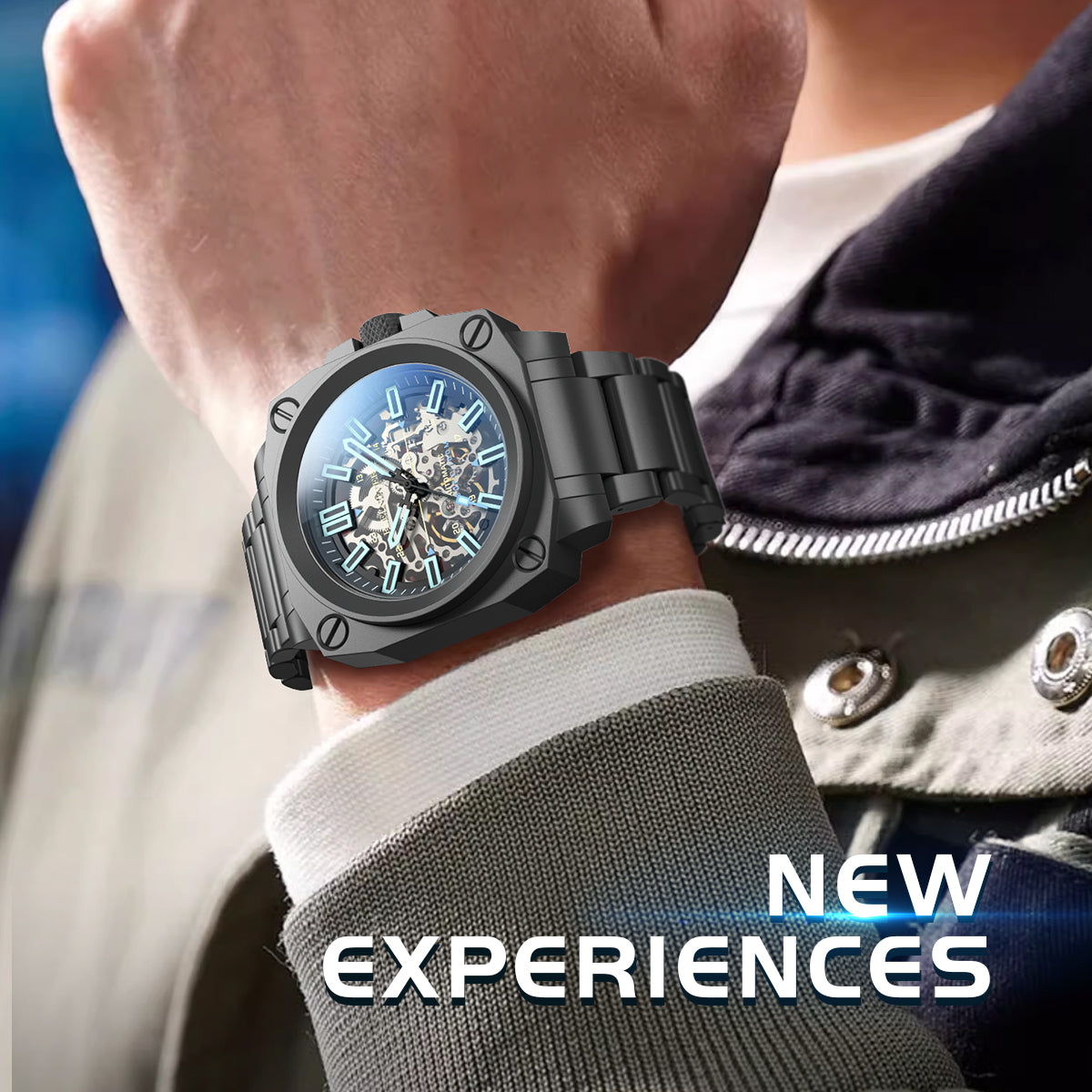 AbyssMech Skeleton Automatic — Sapphire Crystal, 46mm Steel