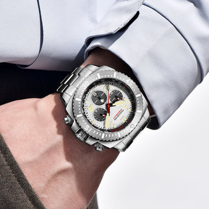 AbyssStorm 100M Chronograph 46mm Japanese Quartz Watch with Sapphire Crystal & 316L Steel