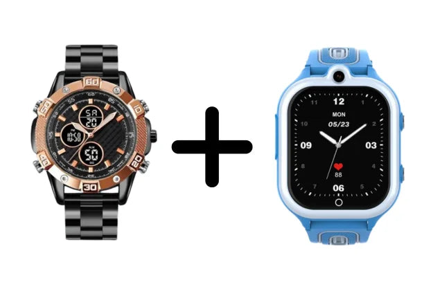 Father-Son Combo Deal | Kids GPS SmartWatch + ChronoDuo Titanium WaterProof Adult Watch