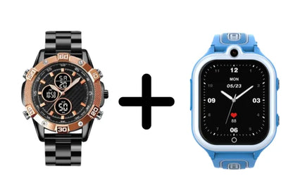Father-Son Combo Deal | Kids GPS SmartWatch + ChronoDuo Titanium WaterProof Adult Watch