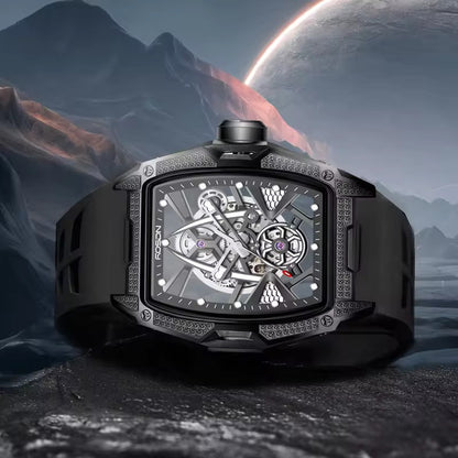 Future Wrist Men's Vintage Diamond Watch with Glass Dial and Luminous Hands