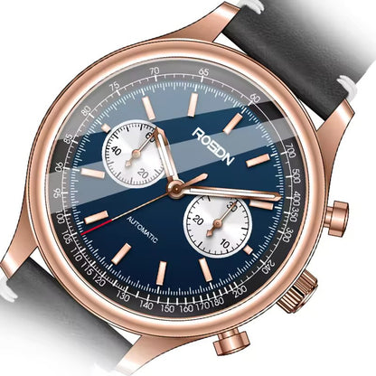 Future Wrist Men's Modern Quartz Watch with Chronograph and Genuine Leather Strap