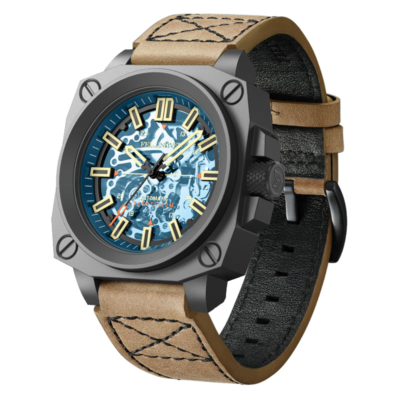 AbyssMech Skeleton Automatic — Sapphire Crystal, 46mm Steel
