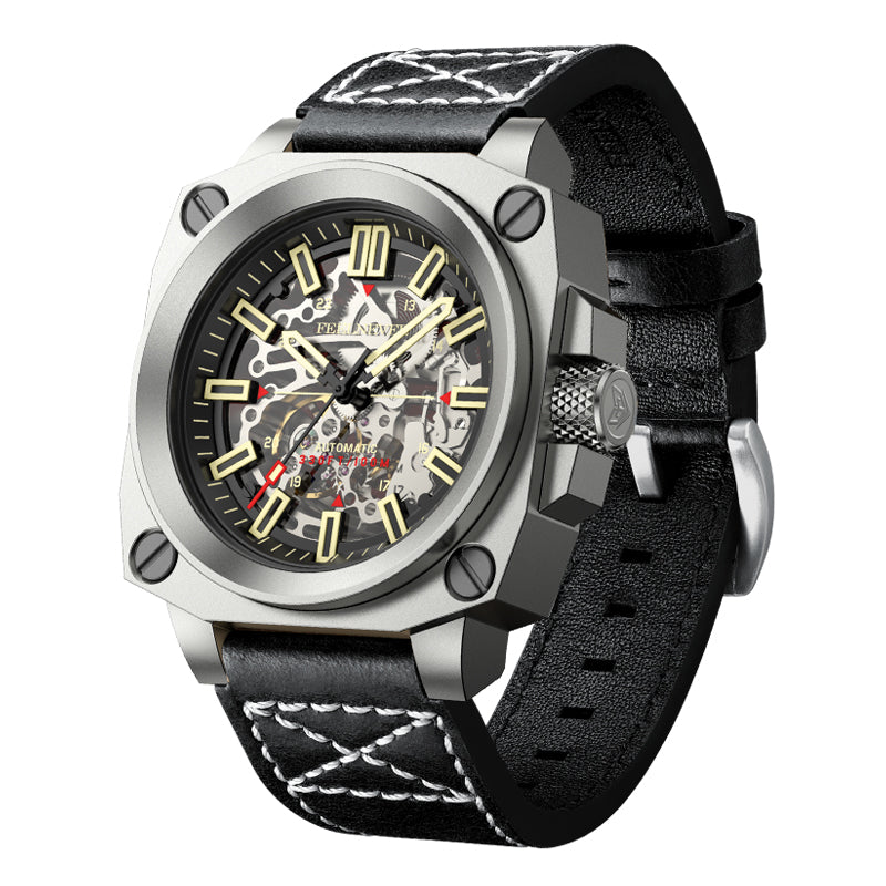 AbyssMech Skeleton Automatic — Sapphire Crystal, 46mm Steel